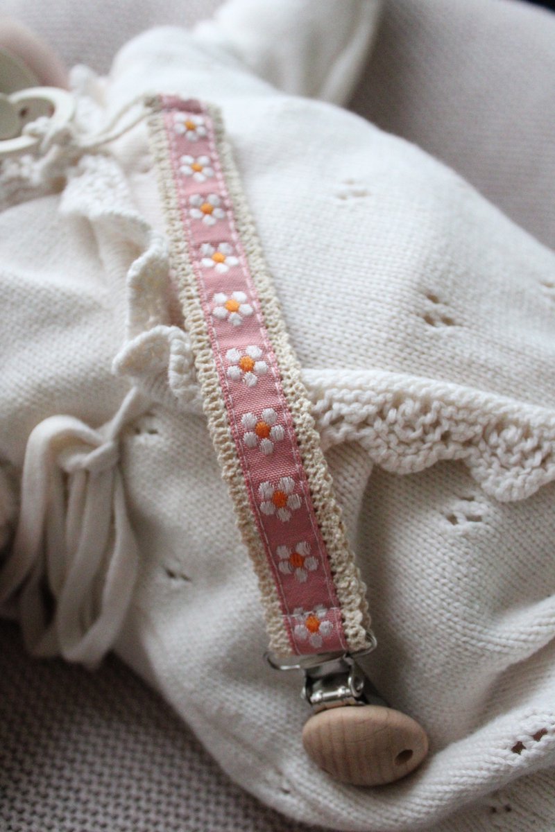 Speenkoord - katoen - Madelief - houten knop - fopspeen - accessoires baby - mommy musthaves - speenketting - baby - kraamcadeau - stof - speenkoord jongen - speenkoord meisje - speenkoord katoen