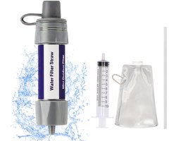 Fiddy Personal Water Filter Straw - Filtert 5000L - Complete Set - Waterfilter - Waterfilter Survival & Outdoor - BPA-vrij - Noodpakket