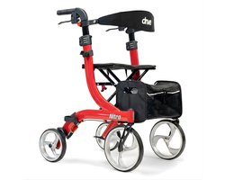 Rollator Nitro Medium - Rood - 1.60m tot 1.80m - Lichtgewicht - Weggewerkte remkabels