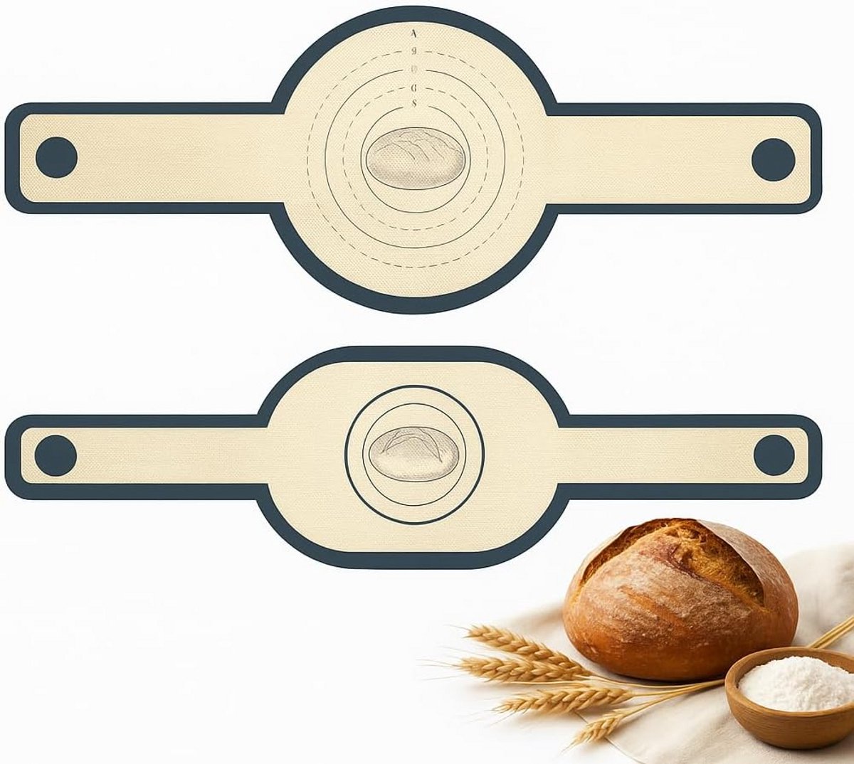 2 stuks herbruikbare siliconen bakmatten met handgrepen anti-aanbaklaag BPA-vrij hittebestendig voor brood pizza groenten geschikt voor oven airfryer gistingsmand