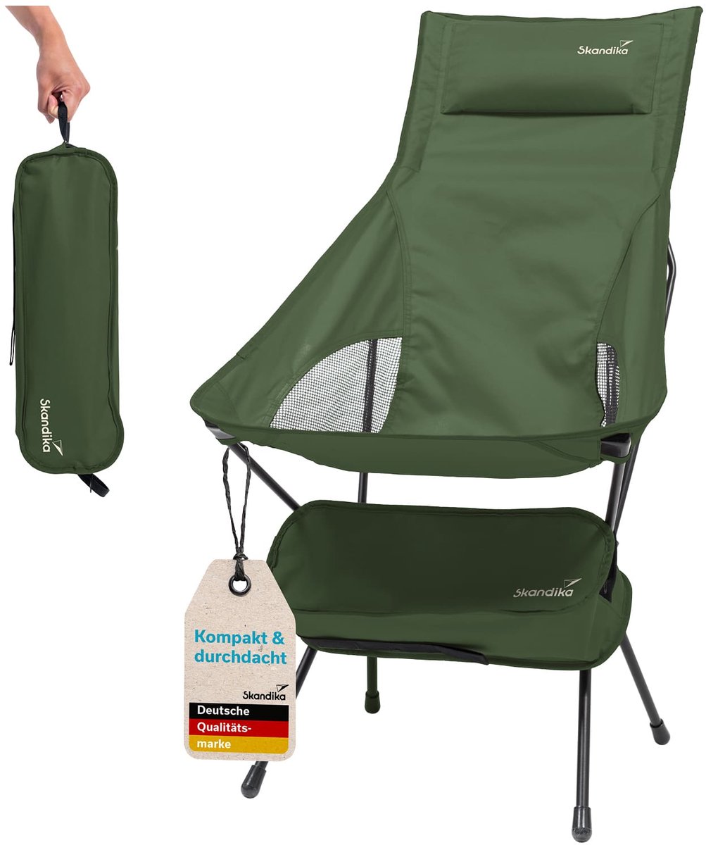 Skandika campingstoel Solig - Opvouwbare klapstoel, belastbaar tot 120 kg, stalen frame, gevoerde rugleuning, mesh-inzetten | Campingstoelen, klapstoelen, stoel voor camping, outdoor, balkon, tuin