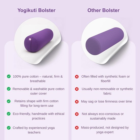 Ronde Yoga Bolster Katoen - Ondersteuning voor Herstellende Yoga, Yin Yoga en Heupopenende Houdingen — afbeelding 2