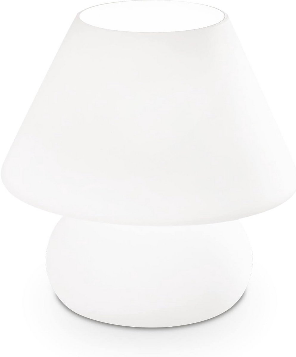 Grote witte tafellamp met lichtkring E27