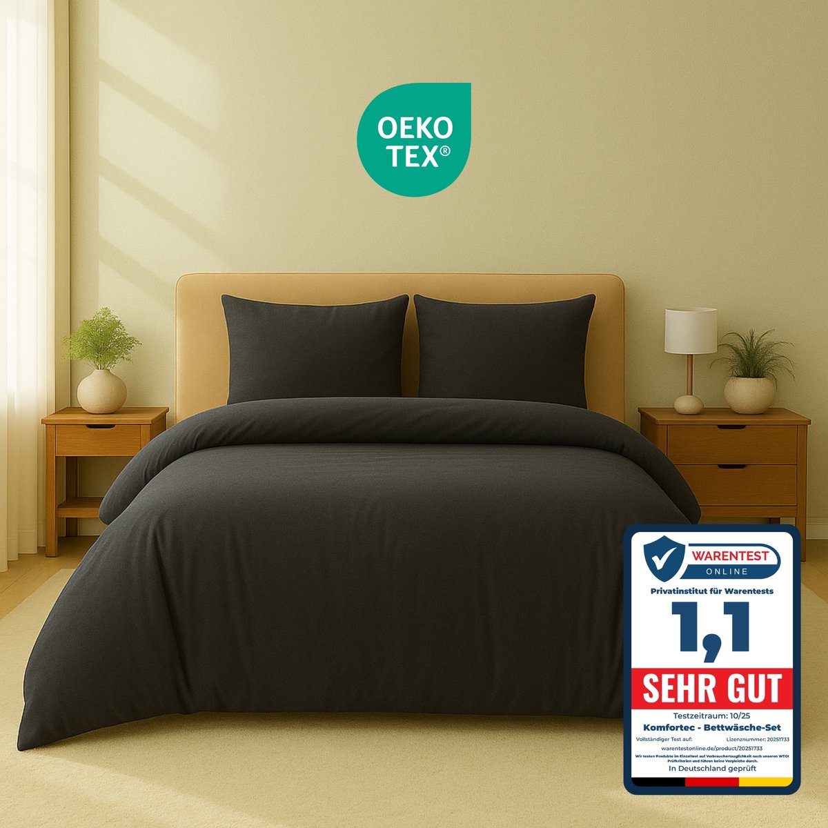Komfortec Premium Dekbedovertrek 200x200 cm + 2x Kussensloop 40x80 cm - Geborsteld 100% Polyester Microvezel 90 g/m² - 3-Delige Superzachte Beddengoedset - Antracietgrijs