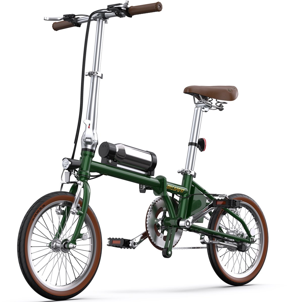 ONESPORT Elektrische Fiets – Lichtgewicht Opvouwbare E-Bike voor Stad & Pendelen – 36V 5.2Ah Accu – 40 km Bereik – 16×1.35 Inch Banden – Snel Opladen 2,5u – Groen – foto 2