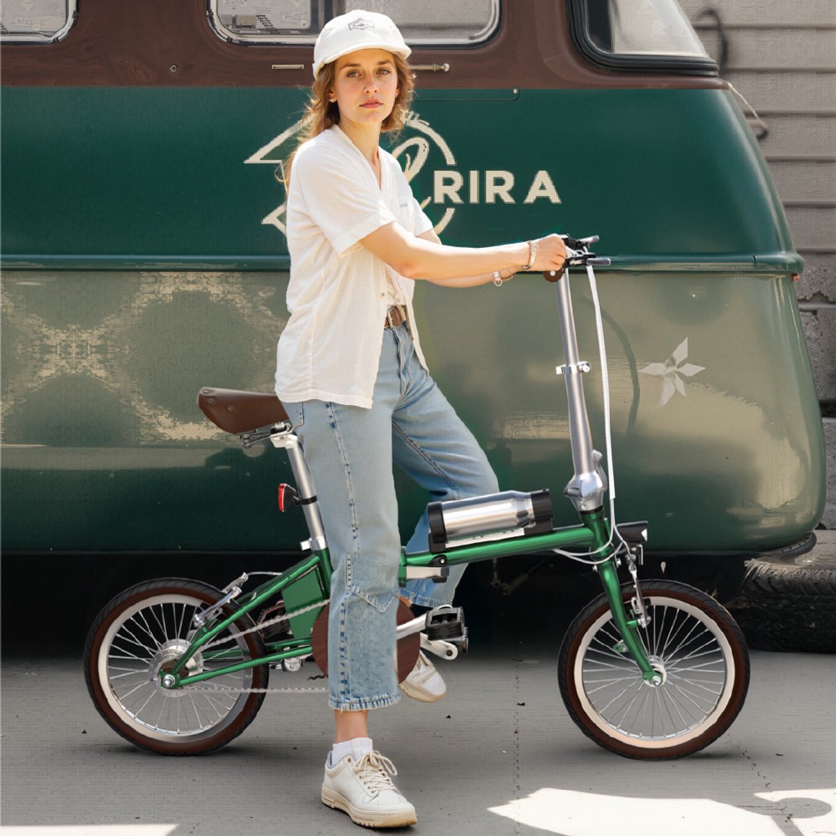 ONESPORT Elektrische Fiets – Lichtgewicht Opvouwbare E-Bike voor Stad & Pendelen – 36V 5.2Ah Accu – 40 km Bereik – 16×1.35 Inch Banden – Snel Opladen 2,5u – Groen – foto 7