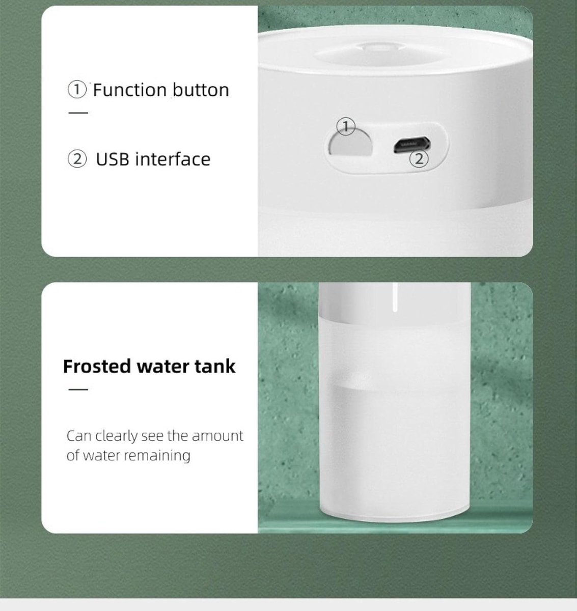 Luchtbevochtiger voor de slaapkamer - Kleine draagbare luchtbevochtiger - 260 ml - Luchtbevochtiger - Mini aromatherapie diffuser voor etherische oliën - USB - Spraybevochtiger - Met gekleurd zacht nachtlampje - Geschikt voor thuis, kantoor, enz. — cadeau in Wonen & Interieur - foto 3