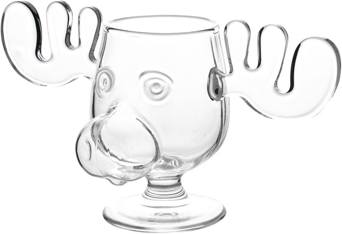 Elandenbeker Glazen - Veilige Verpakking, Kerstglas, Elkenkop Beker, 12 cm, 200 ml, Transparant Kerstcadeau