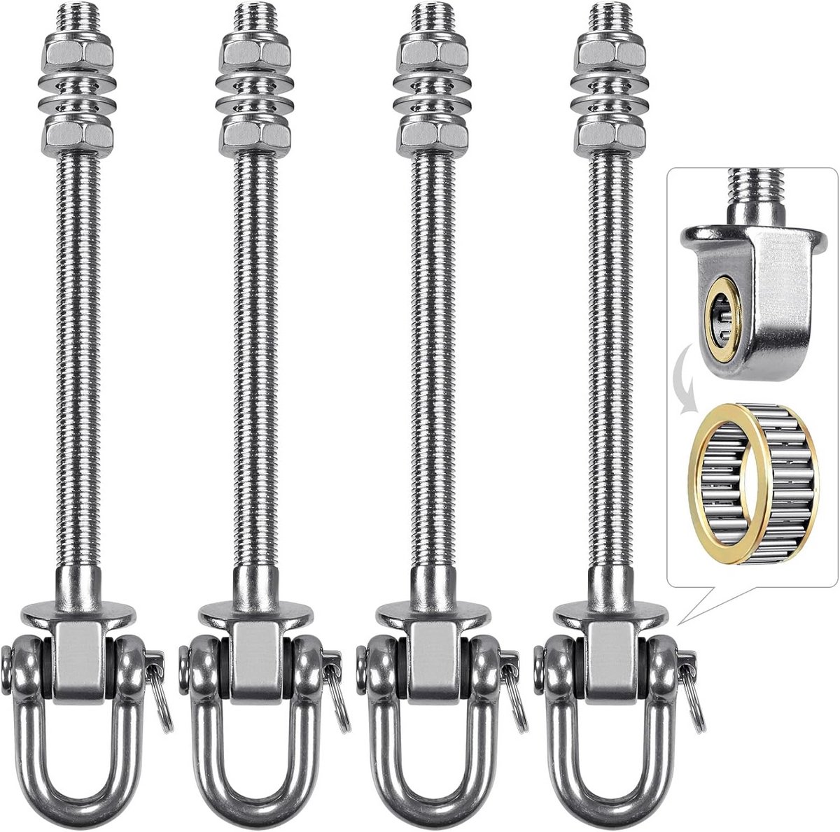 Heavy Duty roestvrijstalen schommelhangers met lagers - set van 4 - 1800 lbs capaciteit - indoor & outdoor geschikt