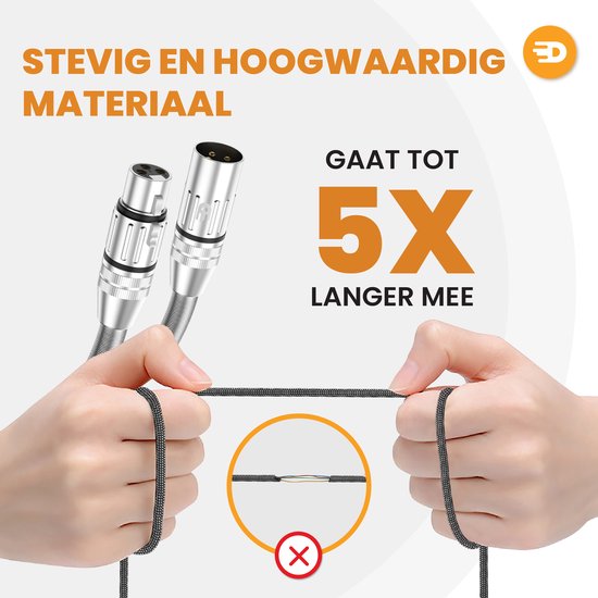 Drivv. Câble XLR Premium - Câble microphone - Mâle vers femelle 3 broches - 3 mètres - Argent