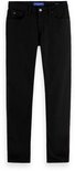 Zwarte skinny jeans met ritssluiting en knoop. Blauw logo op de linker zak.