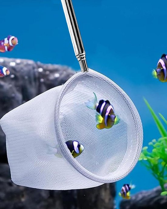 Verstelbaar Visnet voor Aquarium - Inklapbaar RVS schepnet voor Kleine Vissen en Garnalen van Merkloos — afbeelding 3