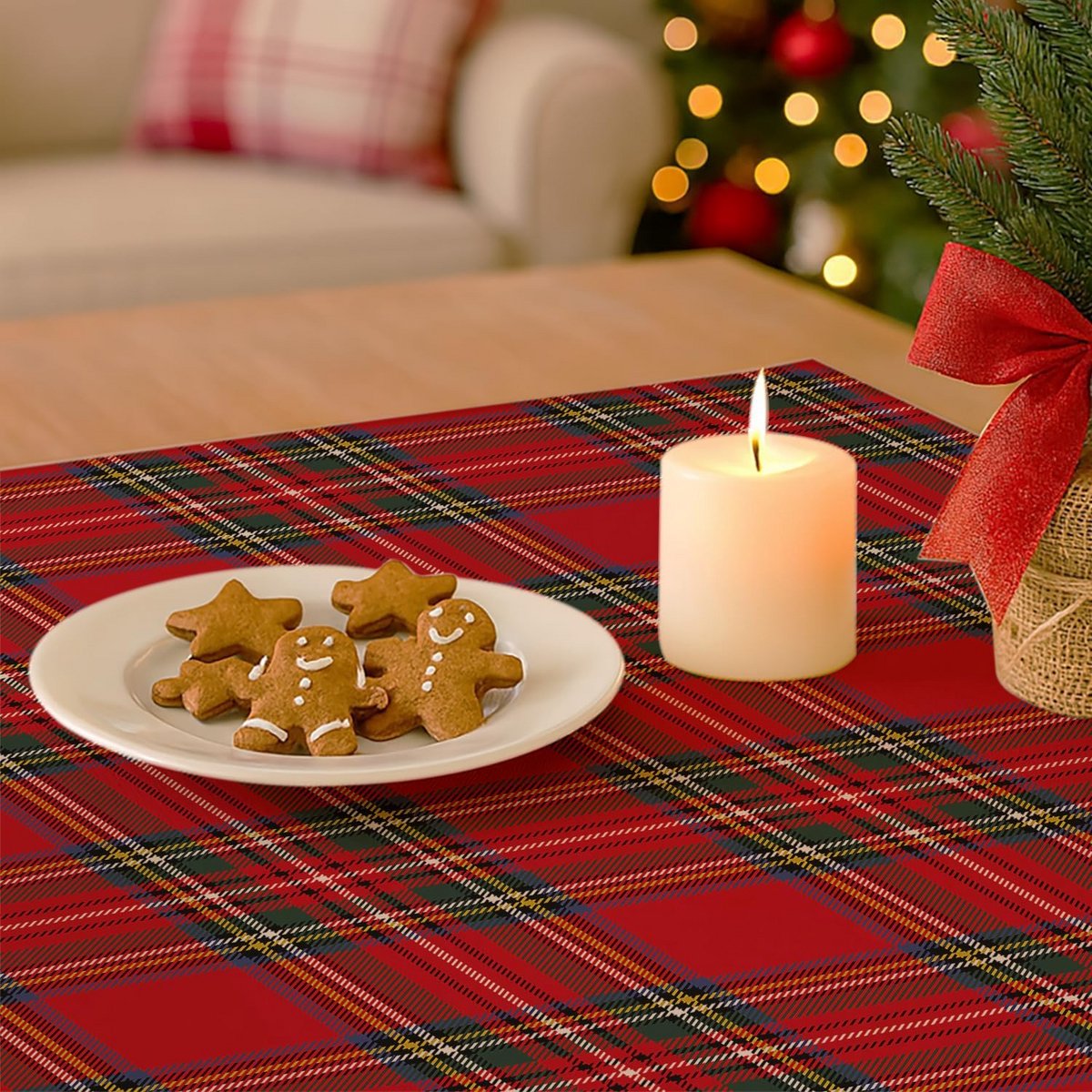 Kerst Tafelkleed met Diamantpatroon wasbaar voor 85x85cm Tafel