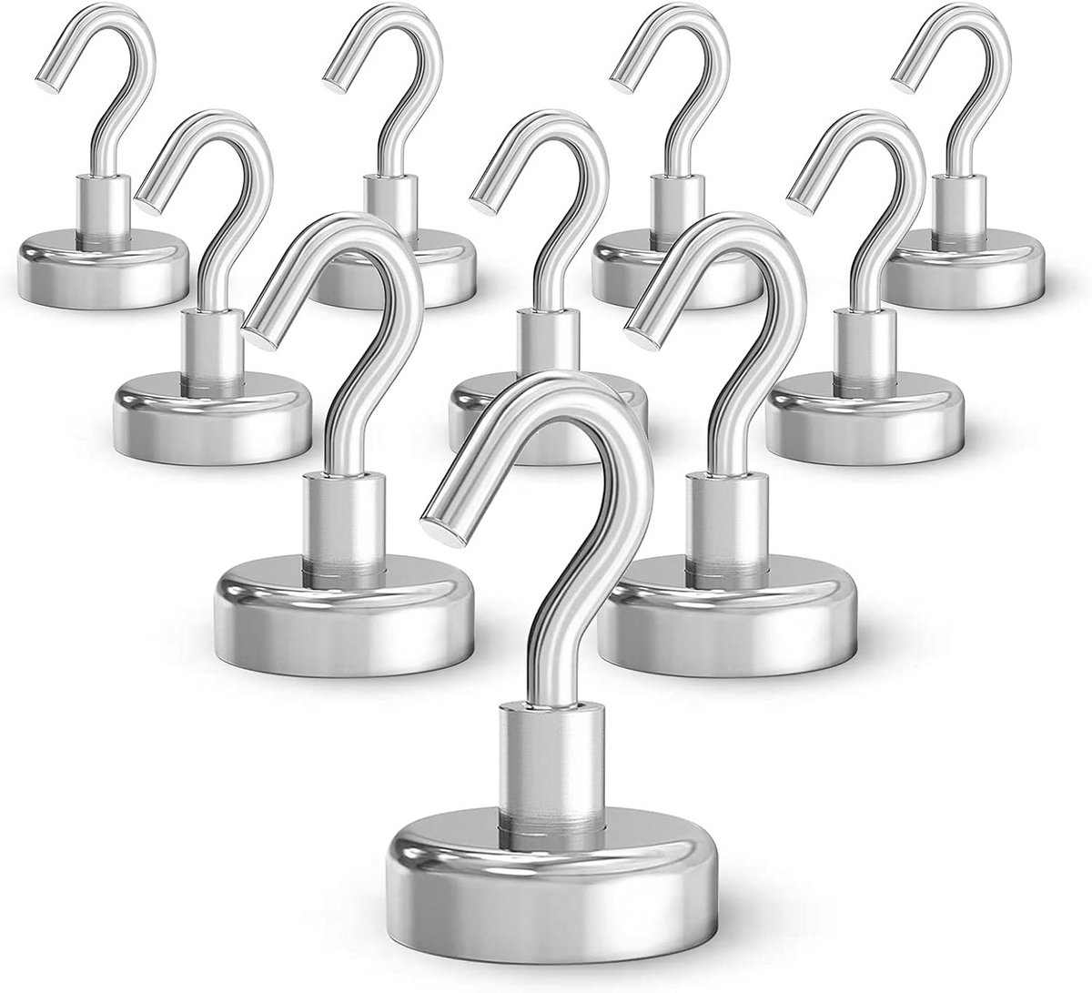 Magnetische haken - 10 stuks - 9 kg draagvermogen - voor sleutels, handdoeken en meer