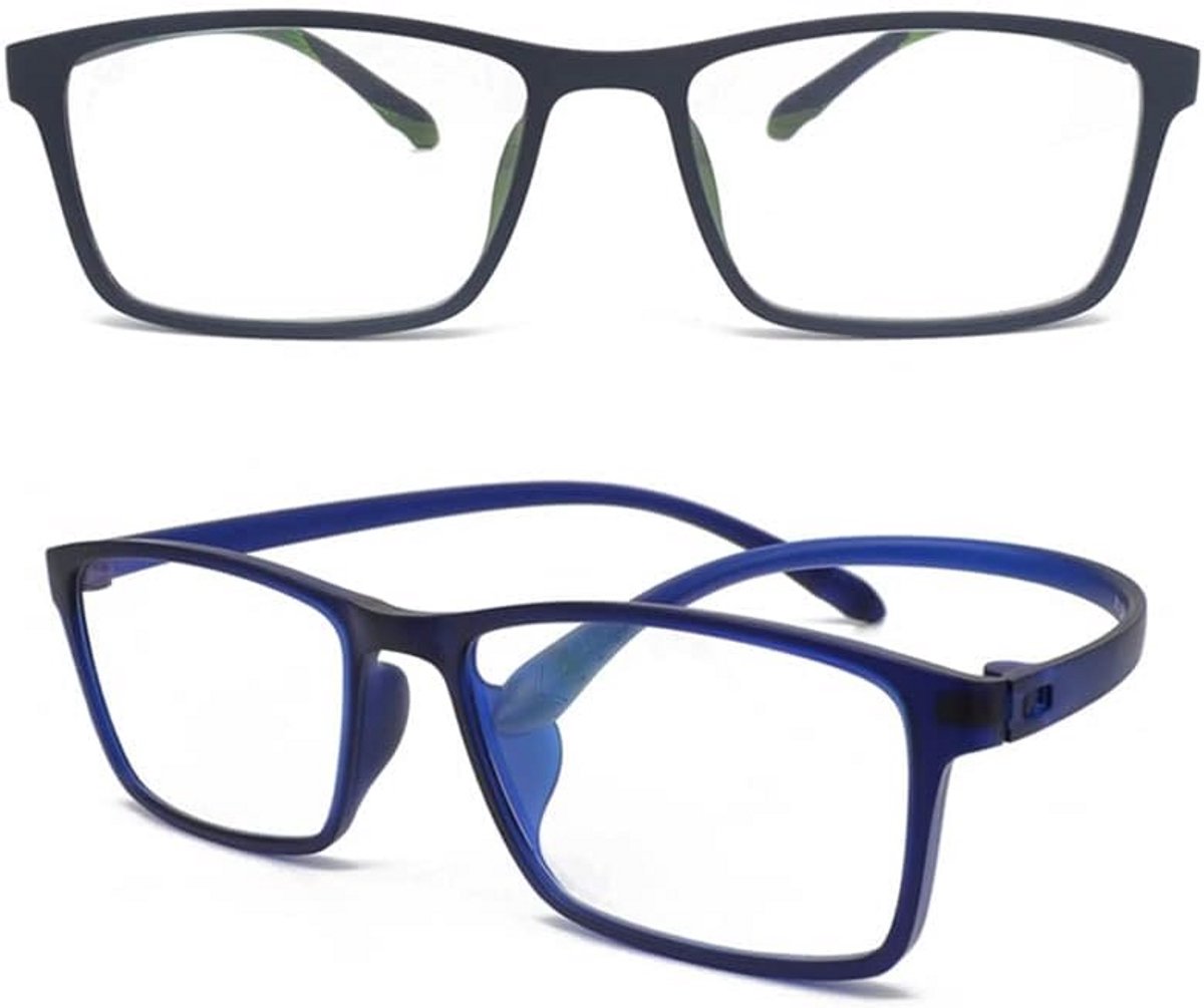 Set van 2 Flexibele, Brede Leesbrillen met Blauwlichtfilter - Comfortabel en Lichtgewicht