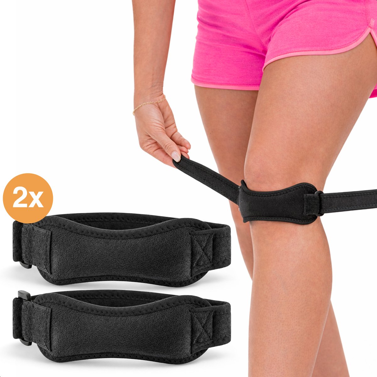 Alyze Patella Brace - 2 Pack - Verstelbaar - Knie - Patella bandje - Ergonomisch ontwerp - Zwart - Ondersteuning voor sport - Braces - Knieband - Knee