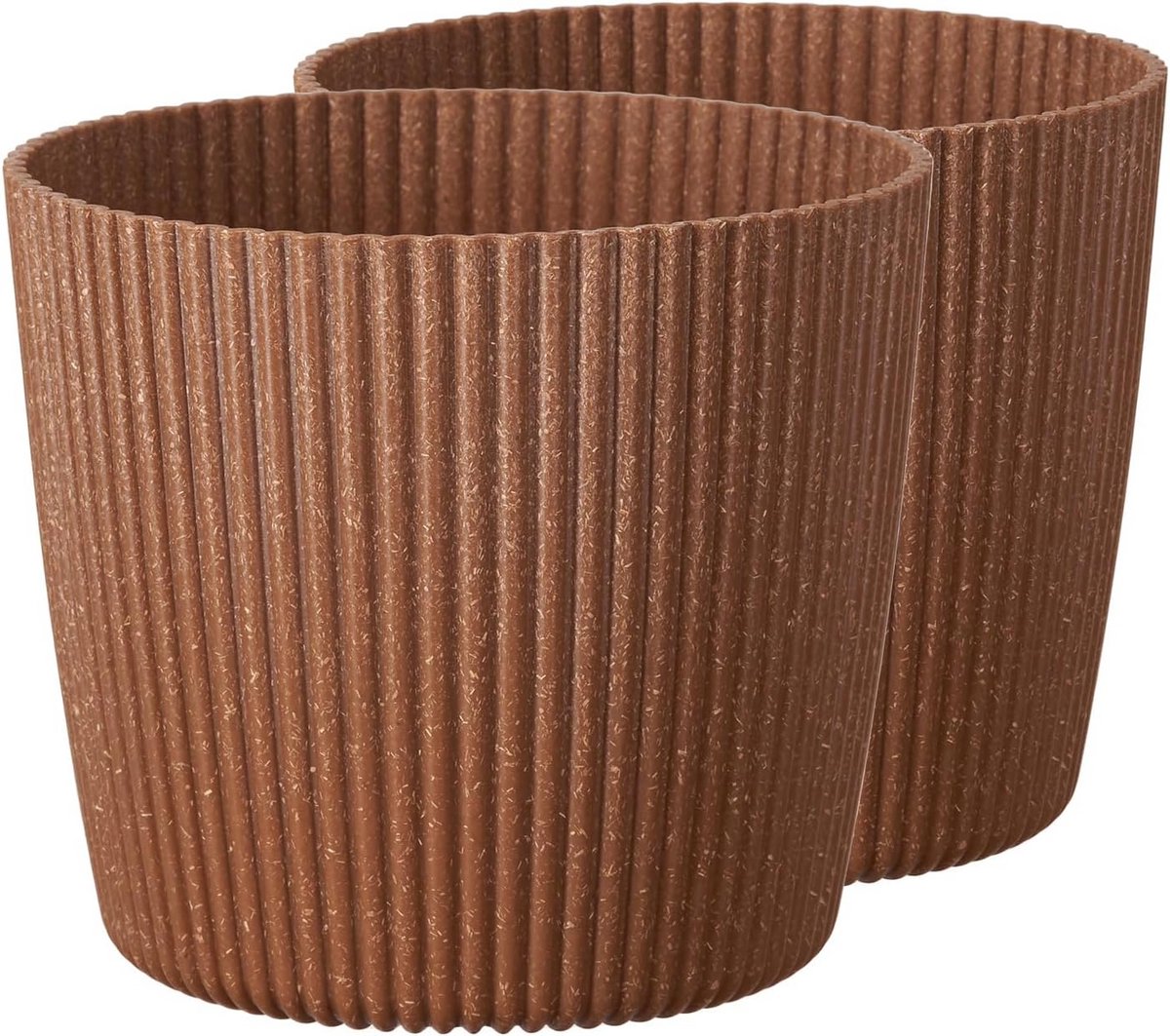 Set van 2 ronde sierpotten, 11 cm, natuurlijke tint, waterdicht