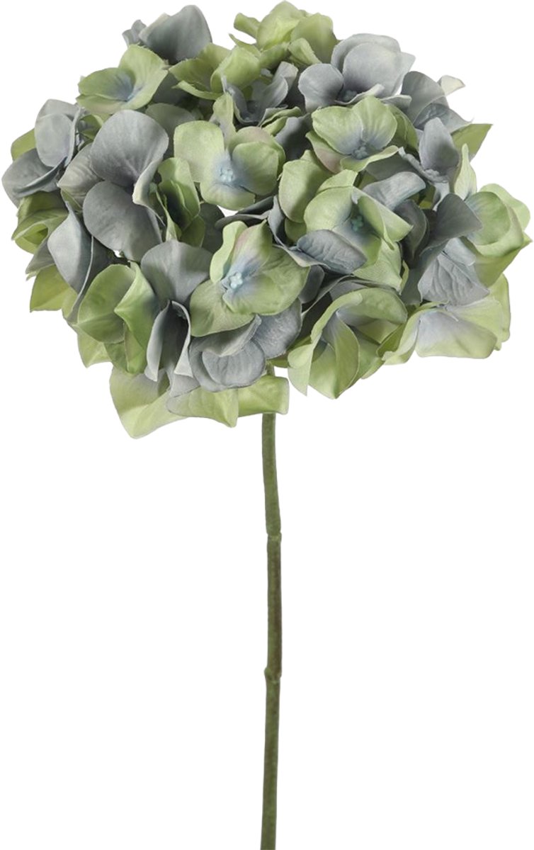 Viv! Home Luxuries Hortensia - zijden bloem - groen blauw - 48cm