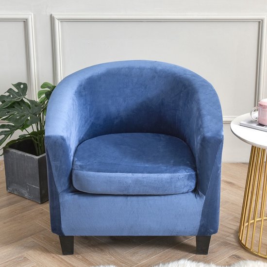Pluche fauteuilhoes, effen fauteuilhoes, zachte ronde fauteuilhoes, afneembare beschermhoes voor bank of fauteuil, geschikt voor de woonkamer - lichtblauw