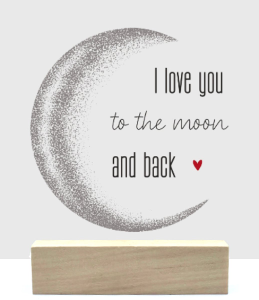 I LOVE YOU TO THE MOON AND BACK | tegeltje van forex | 13 x 13 cm | met houder