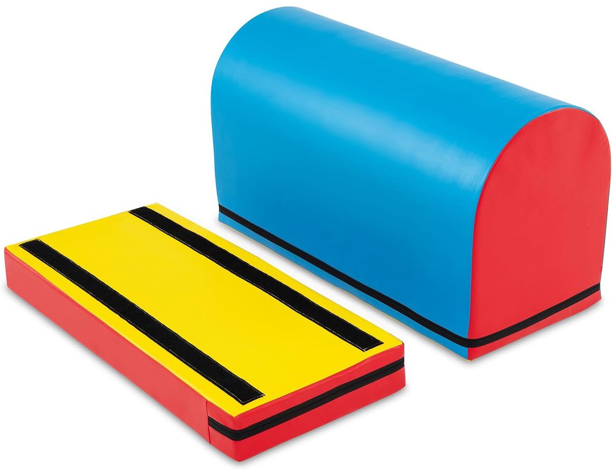 KOMFOTTEU 2 delig Schuimblokken - van kunstleer - met afneembaar gymnastiekmatje - Soft Play Foam Blokken - Reuze Bouwblokken - Montessori-klimblokken - voor kinderen van 3-10 jaar