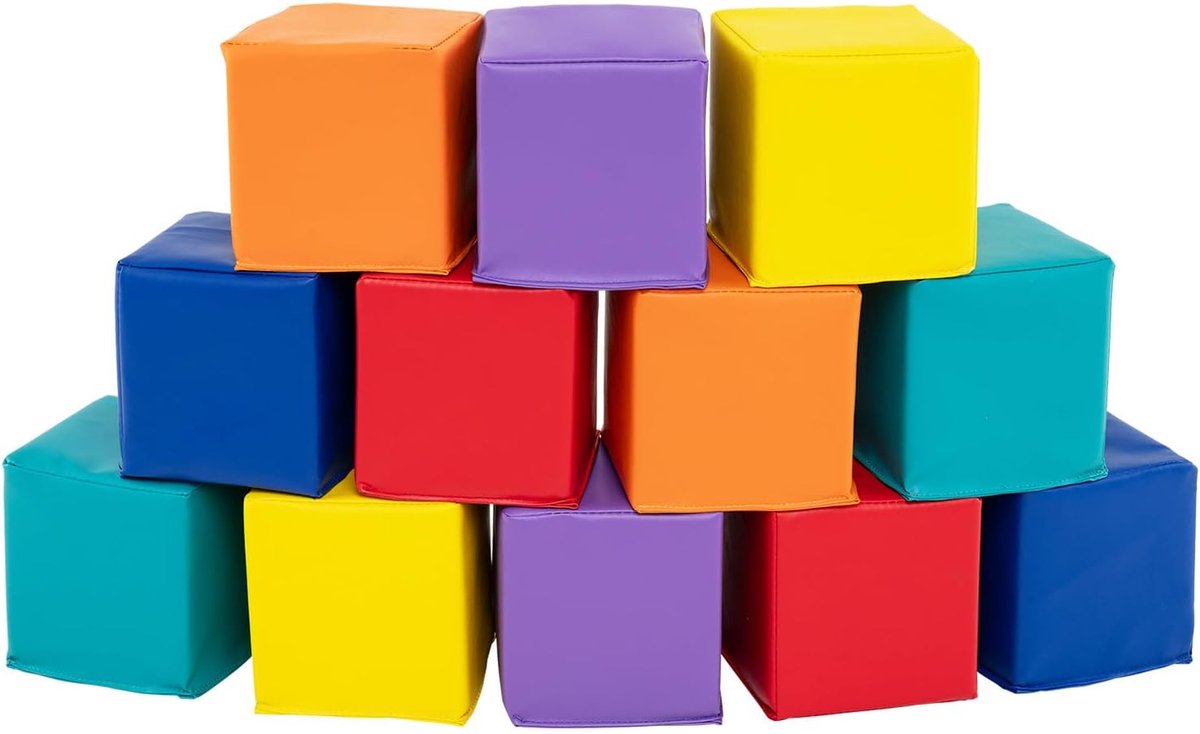 KOMFOTTEU 12-delige EPE Schuimblokken - Soft Play Foam Blokken - Reuze Bouwblokken - voor kinderen - voor binne