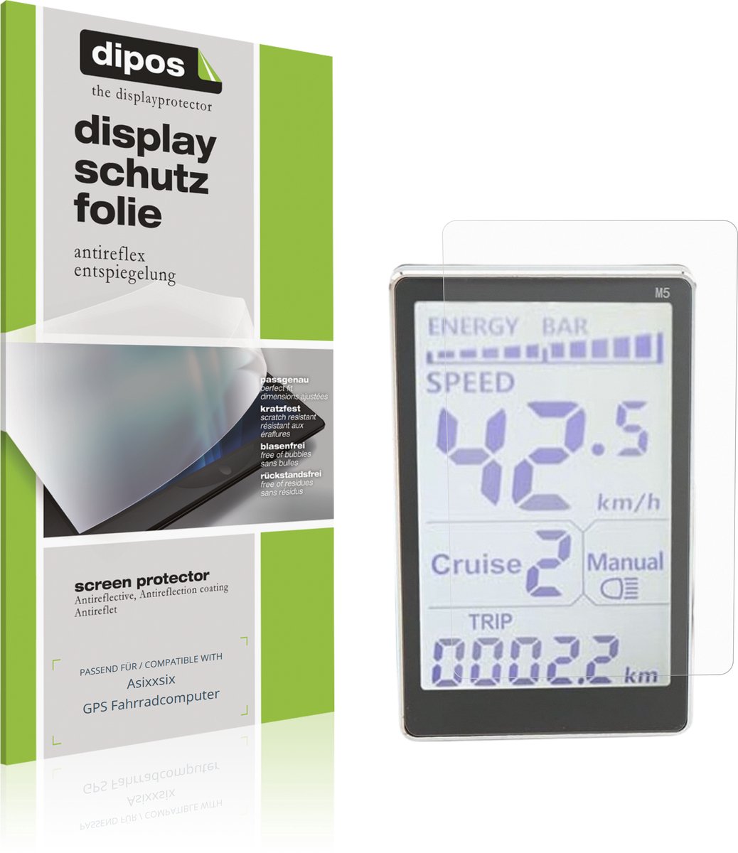 dipos – 2x Matte Beschermfolie geschikt voor Asixxsix GPS Fahrradcomputer | Krasbestendige & antireflecterende Screenprotector Ultra-Thin