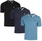 3-Pack Donnay - T-shirt (Berno) - Sportshirt - V-hals shirt - Heren - Black/Navy/Light Denim blue (748) - maat XXL