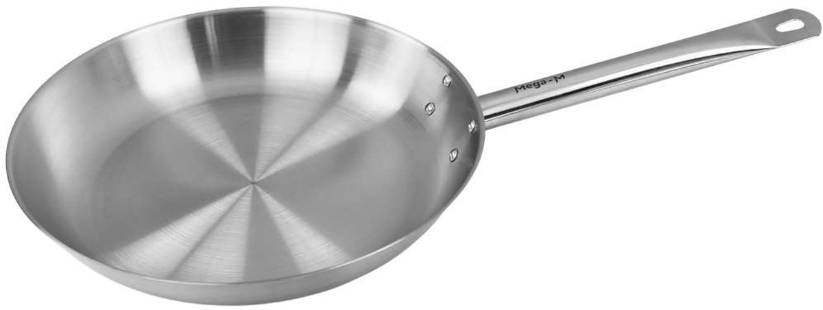 Mega-M Professionele Koekenpan - Ø 30 cm - RVS - Sandwichbodem - Geschikt voor Inductie, Gas en Keramisch - Ergonomische Koude Greep - Vaatwasserbestendig