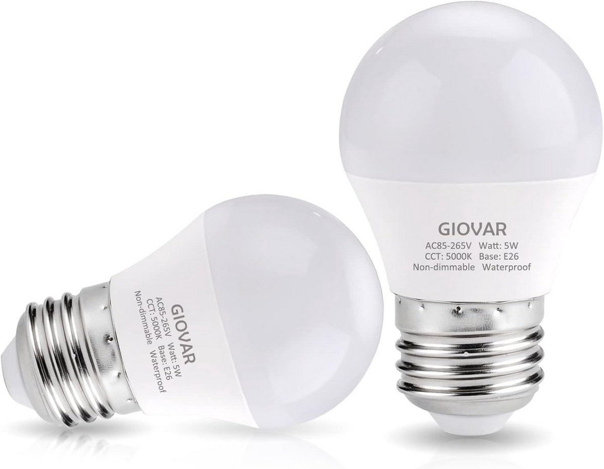 2-Pack LED Koelkastlampen E26 Fitting 40W Equivalent Daglicht Wit 5000K - Waterdicht