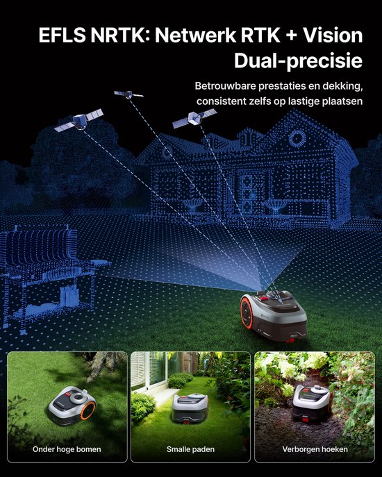 Segway Navimow i206 AWD - Robotmaaier - NRTK + Vision - Zonder Grensdraad & Zonder Antenne - Snelste & eenvoudige Installatie - 600m² - driewielaandrijving - 45% Helling - AI Obstakelvermijding -Super Stil 59dB-3 Jaar Garantie