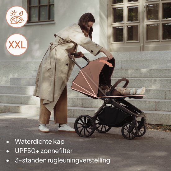Lionelo Mika Plus - Kinderwagen 3in1 - XXL SET - incl. i-Size autostoel - Veelzijdig en jaarrond - Grote wielen - tot 22kg - Bediening met een hand - Voor alle soorten terrein - Accessoireset