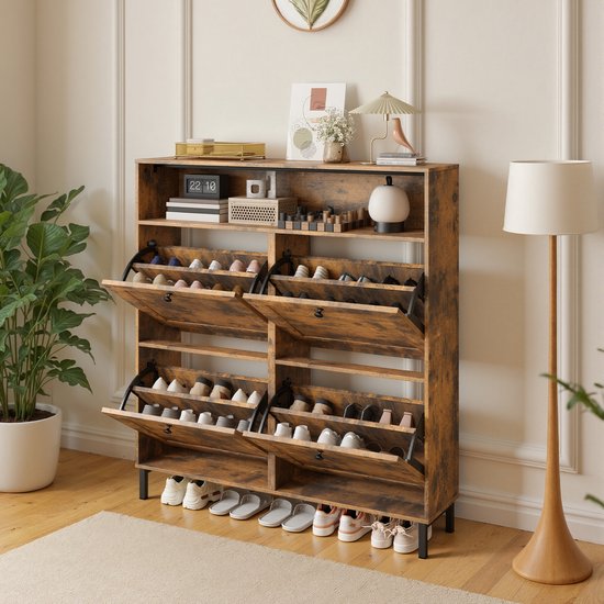 Relaxdays schoenenrek, stof, 50 paar schoenen, 10 etages, XXL schoenenkast, HBD: 175,5x100x29 cm, wit