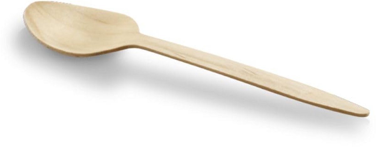 Houten Lepels 16,5 cm - Biologisch Afbreekbare Set van 100 Stuks