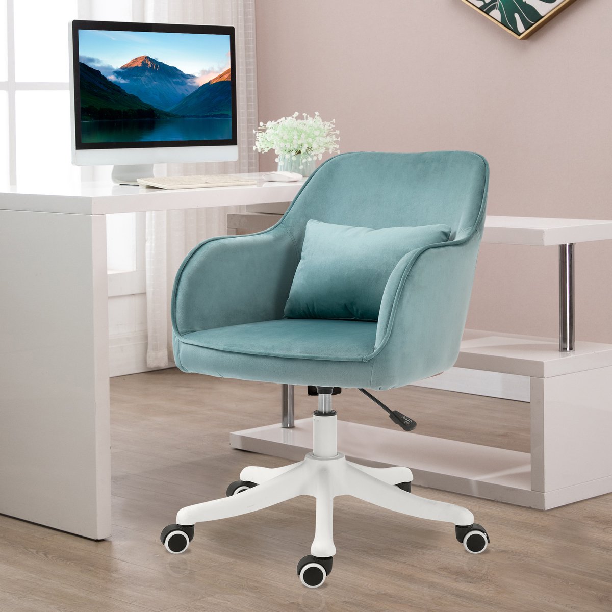 STILVORA Bureaustoel 57 X 70 X 78 86 Cm - Ergonomisch Met Trilmassage Lendenkussen En Usb - 360 Graden Draaibaar - Schuim Groen