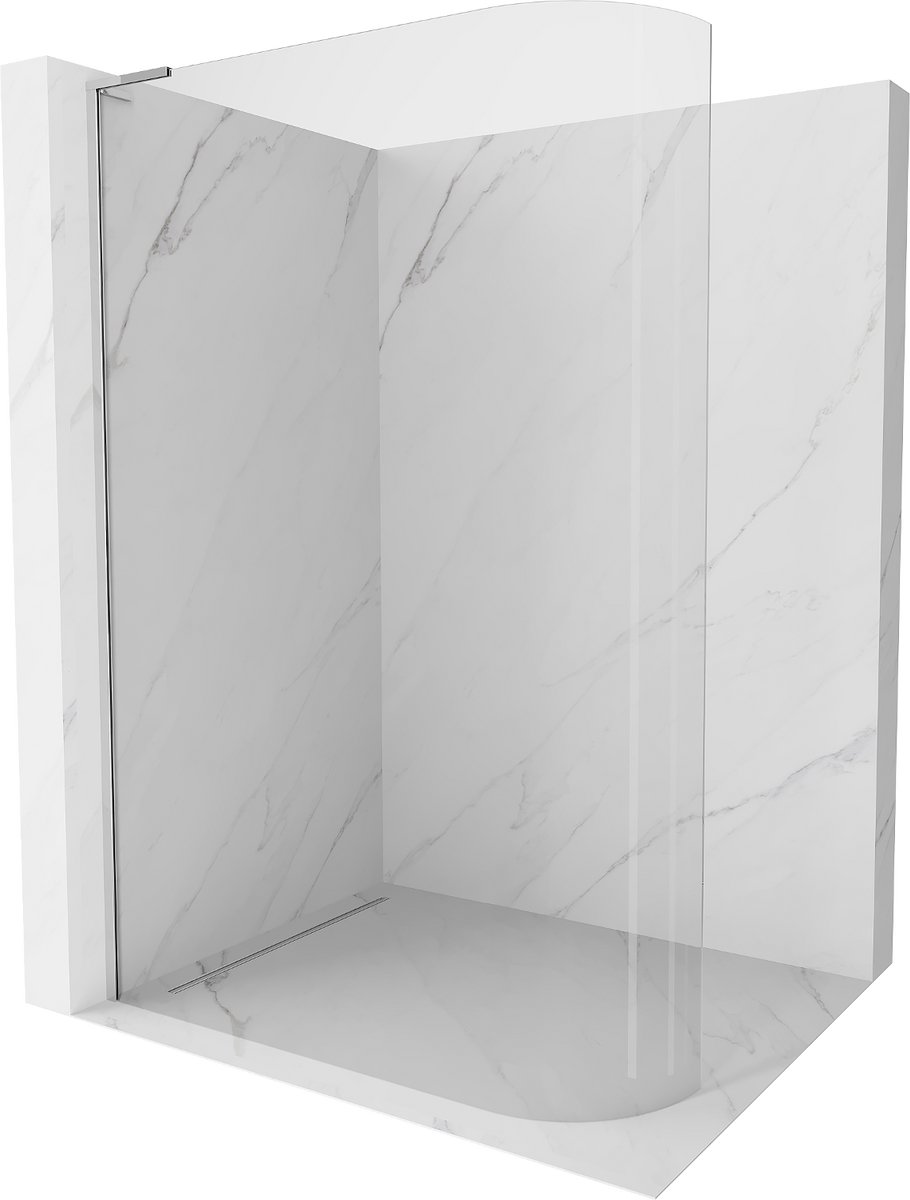 Mexen Kioto-R L ronde douchewand Walk-in 120 x 200 , transparant, chroom - 800-120-103-01-06
