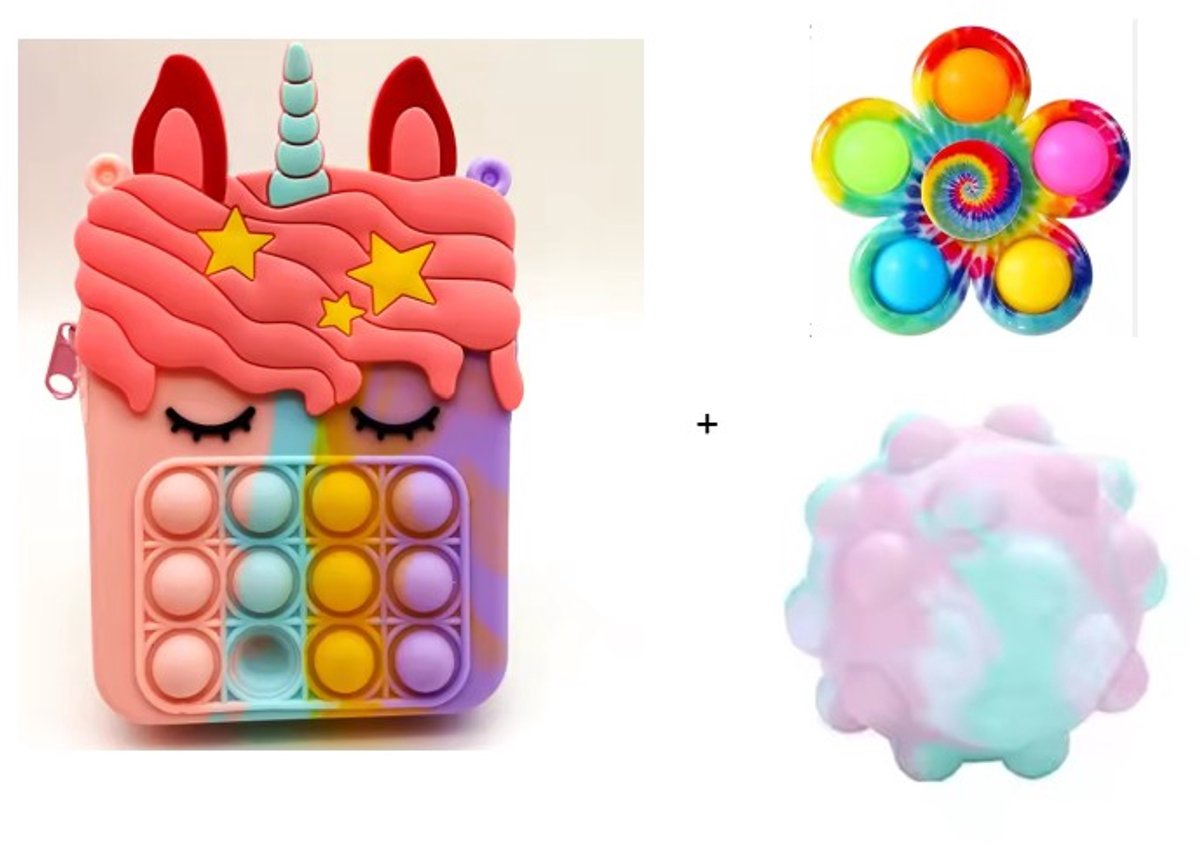 Dacaros Stressballen - 1 x stuks - Knijpbal - Pop it bal - Kinderen - stressbal voor hand - Fidget Toys - 1 x stuks Pop it - Fidget - paashaas portemonnee - tasje - roze - pastel kleur