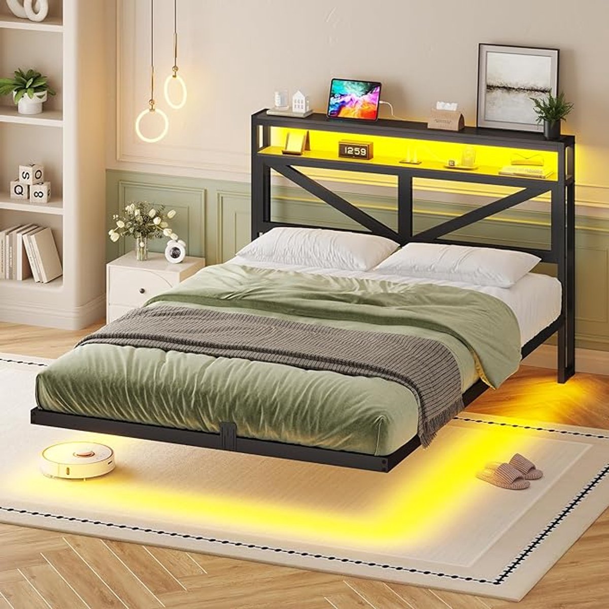 Boxspringbed 140x200 met opbergruimte, 2 bedladen, Bonell matras en topper – gestoffeerd tweepersoonsbed met hoofdbord en voetbord – grijs (Inari 91) – Pauwhome