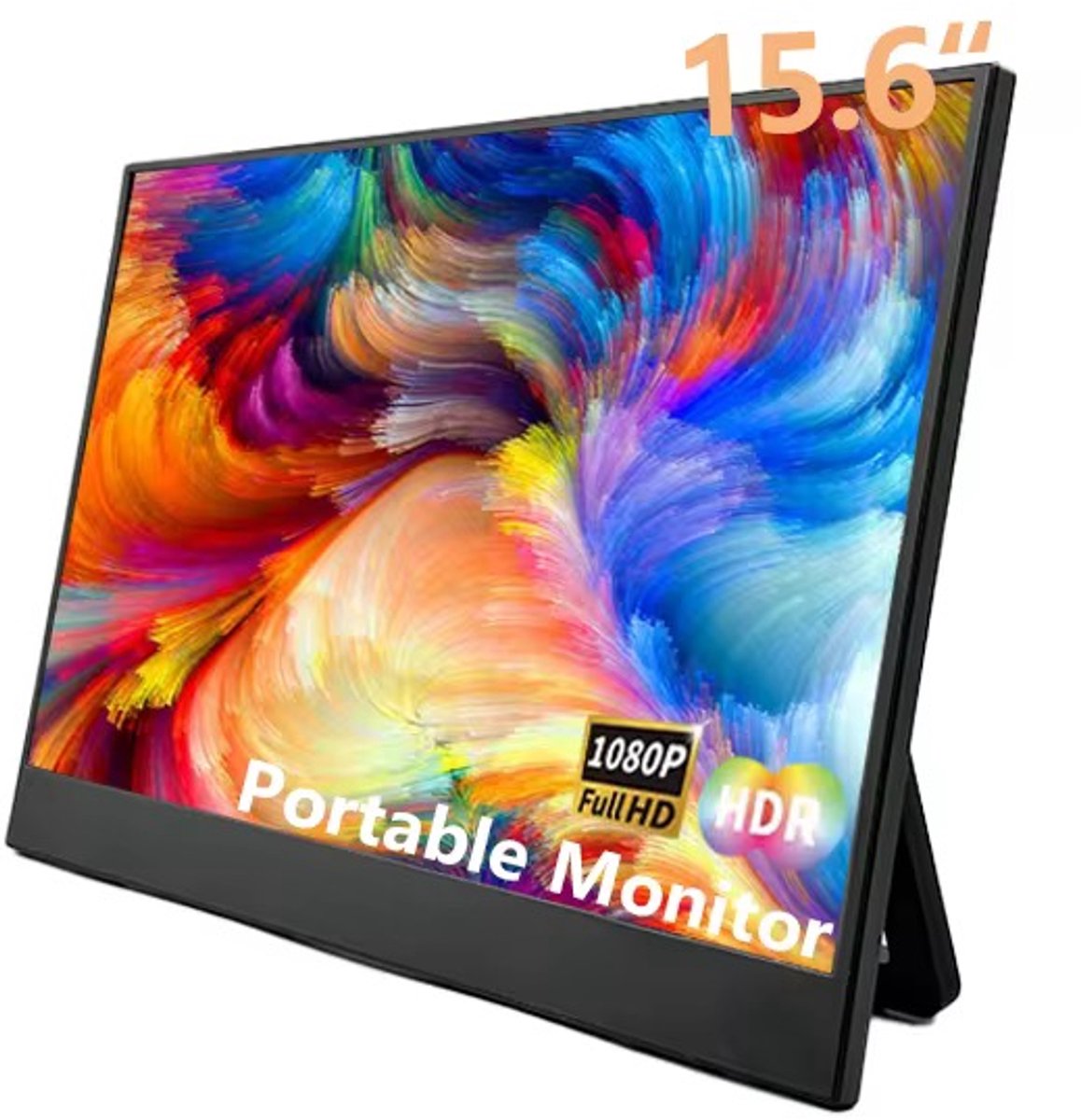 15.6 inch Draagbare Monitor - Full HD 1080P IPS - USB-C & HDMI - HDR & Low Blue Light - Voor Laptop, Smartphone & Gaming (5ms)
