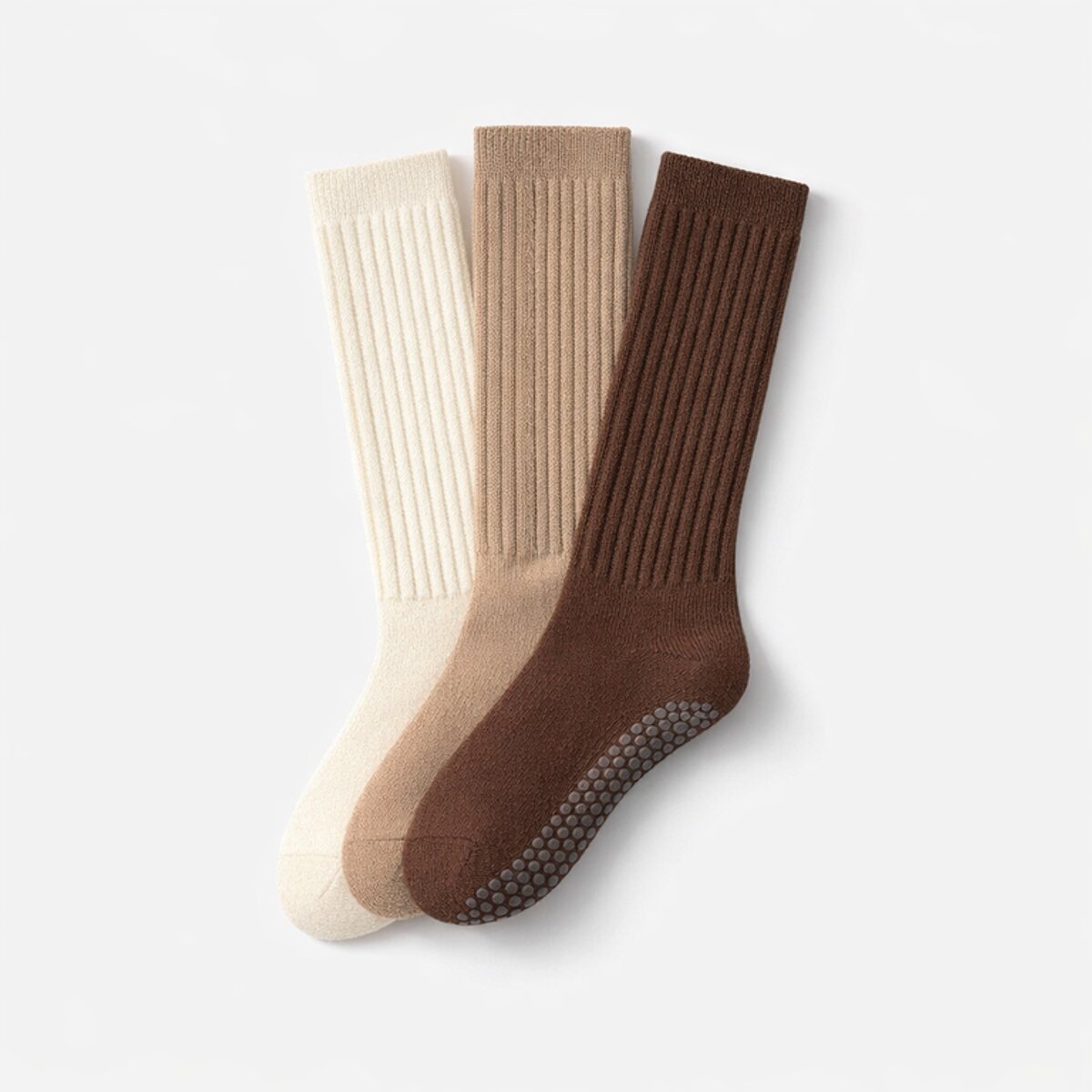 Yoga & Pilates Sokken Dames (3-pack) - Sportsokken – Antislip – Katoen – Neutrale kleuren (Créme/Beige/Bruin) – EU 36-40