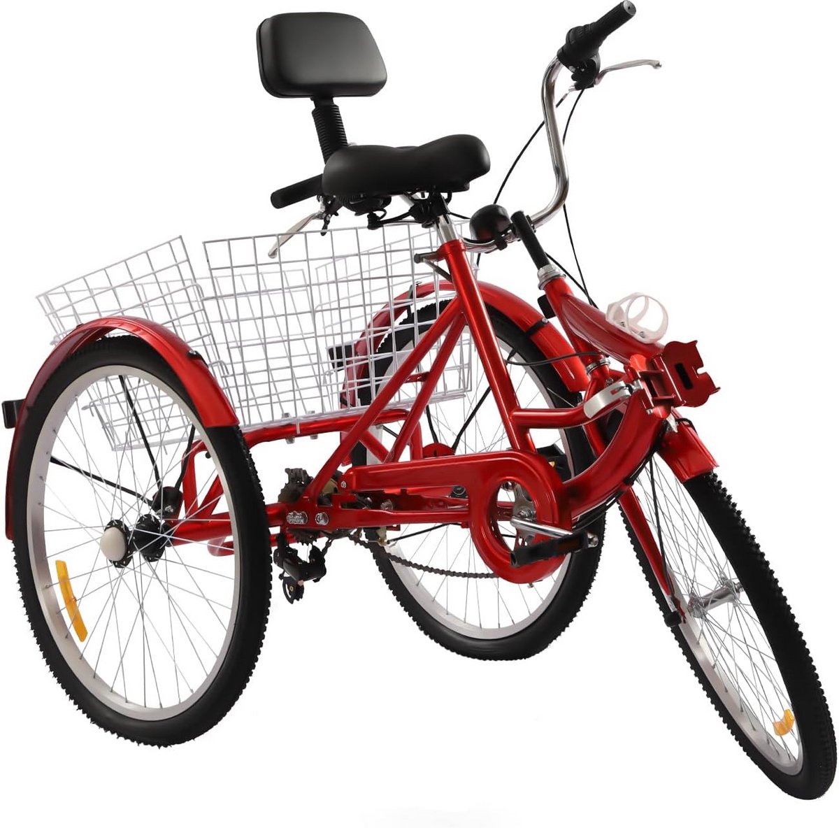 Opvouwbare 24 Inch Driewieler met 7 Versnellingen en Grote Mand voor Volwassenen en Senioren