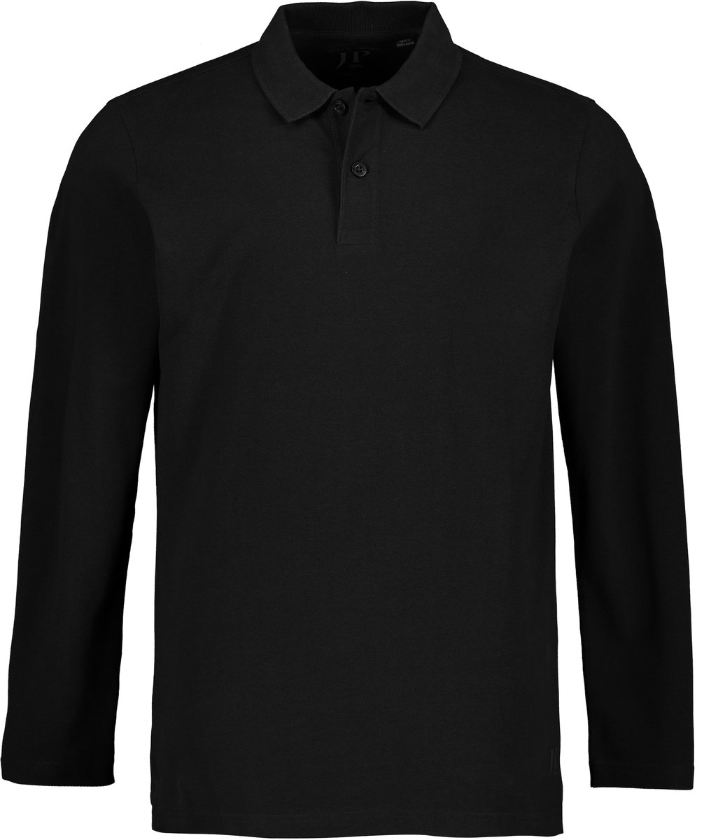 JP 1880 - Heren - Poloshirt basic lange mouwen piqué - Zwart - Maat 5XL