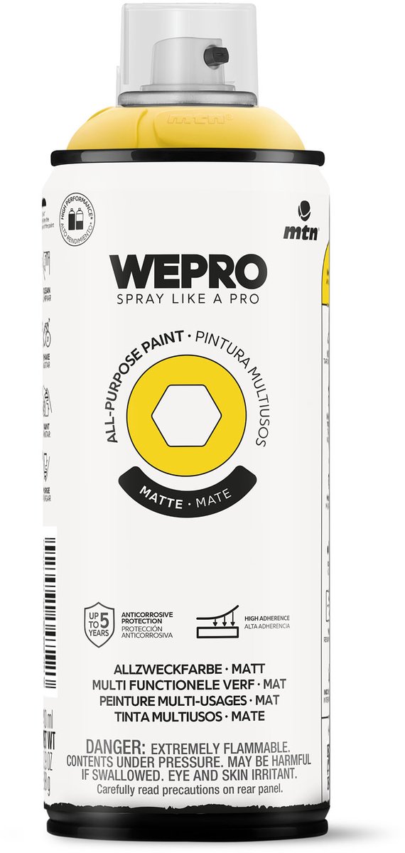 Spuitbus Geel Bart Mat MTN WEPRO ALL-PURPOSE PAINT 400ML