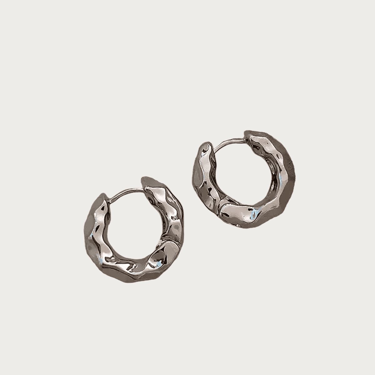 Sculpted Hoops Silver – Oorbellen – Stainless Steel - -