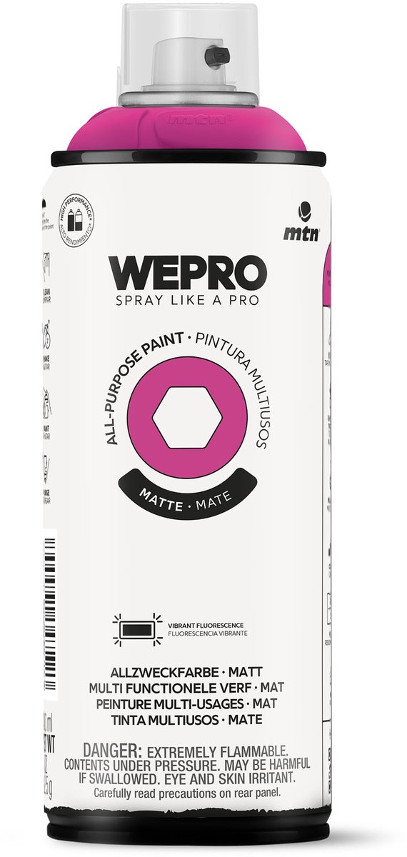 Spuitbus Fluor Fuchsia Mat MTN WEPRO ALL-PURPOSE PAINT 400ML