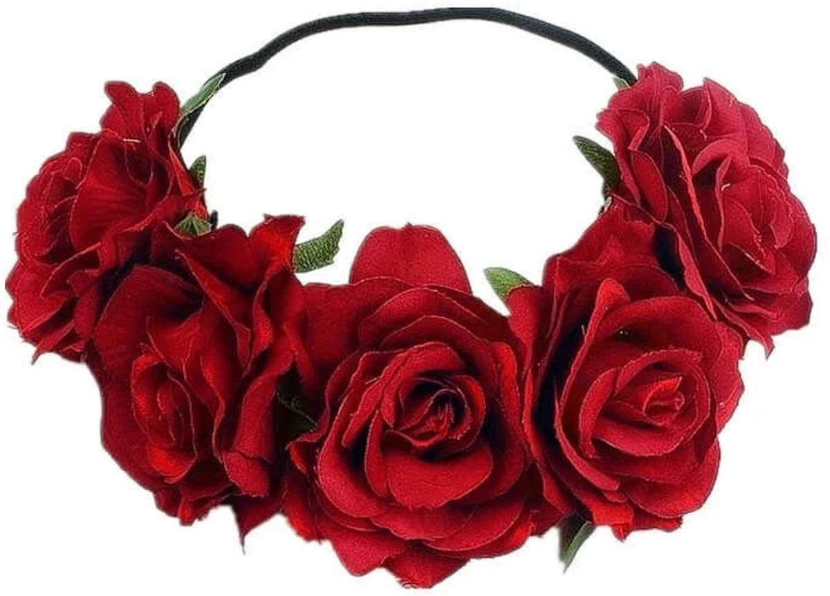 Bloemen haarband donkerrood