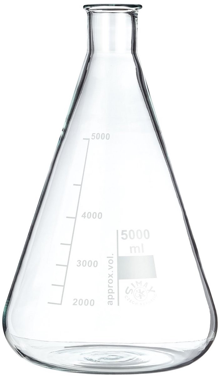 Erlenmeyer Kolff met Hals, 5000 ml - Borosilicaatglas en Maatstrepen