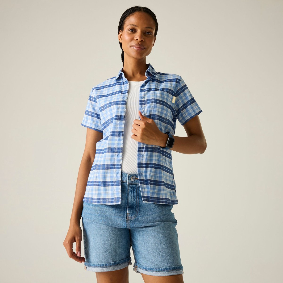 T-shirt Korte Mouwen Hiking Dames Blauw
