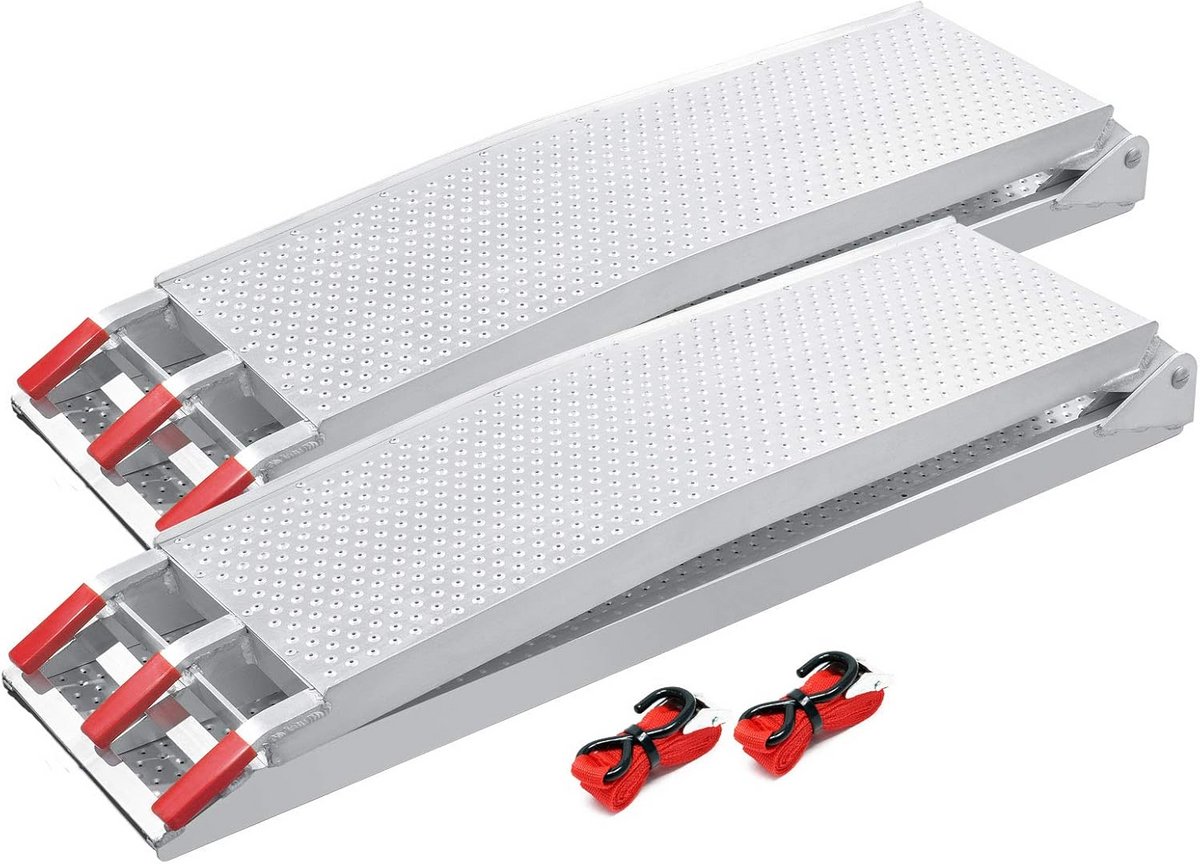 Set van 2 Opvouwbare Aluminium Oprijplaten - 215 cm - 680 kg Laadvermogen