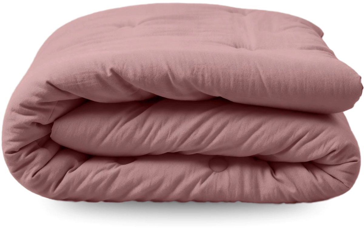 Zelesta Japandibed Katoen Mousseline - Dekbed zonder overtrek katoen - Wasbaar dekbed - Met vaste overtrek - Old Pink - 200x200cm